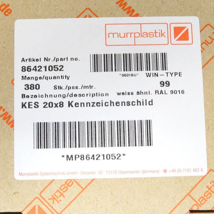 Murrplastik 86421052 / KES20x8 Kennzeichenschild / Inhalt : 380 Stück / Neu OVP - Maranos.de