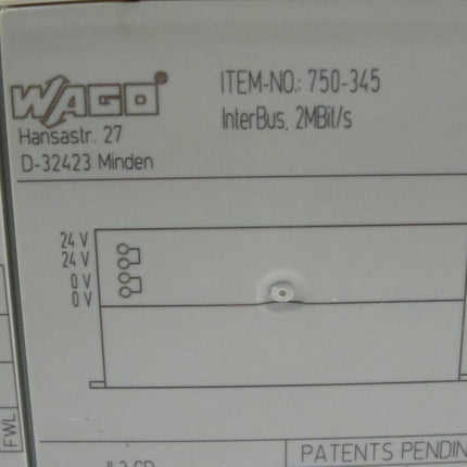 WAGO 750-345 Interbus 2MBit/s System Feldbuskoppler - Maranos.de