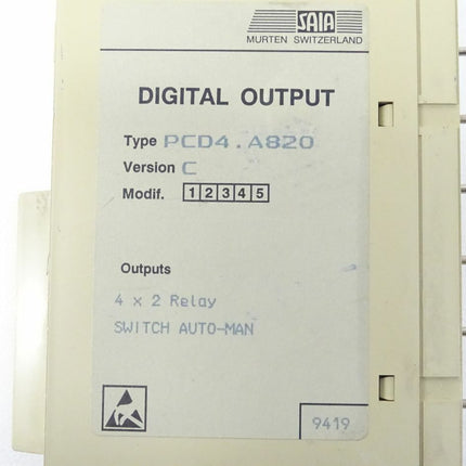 Saia PCD4.A820 Digital Output Switch Auto-Man 4x2 Relay# - Maranos.de