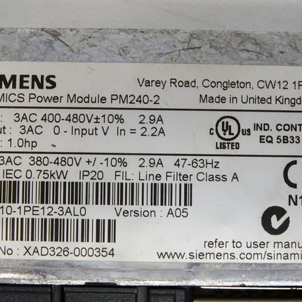 Siemens Sinamics Power Module PM240-2 / 6SL3210-1PE12-3AL0 - Maranos.de