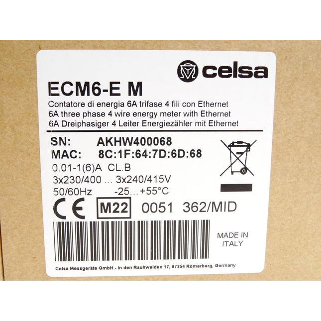 Celsa Messgeräte ECM6-E M 6A Dreiphasiger 4 Leiter Energiezähler mit Ethernet - Maranos.de