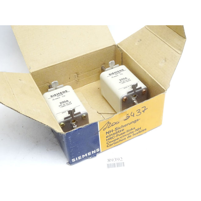 Siemens NH-Sicherungseinsätze 200A / 3NA3140 / Inhalt : 2 Stück / Neu OVP - Maranos.de