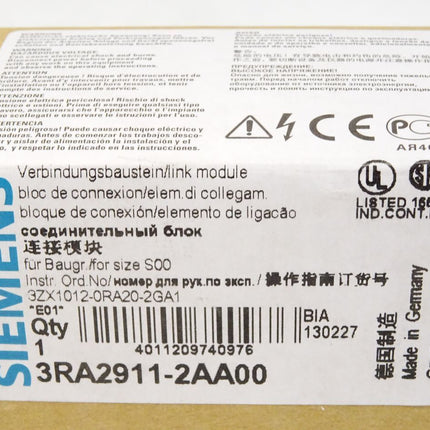Siemens Verbindungsbaustein 3RA2911-2AA00 / Neu OVP - Maranos.de