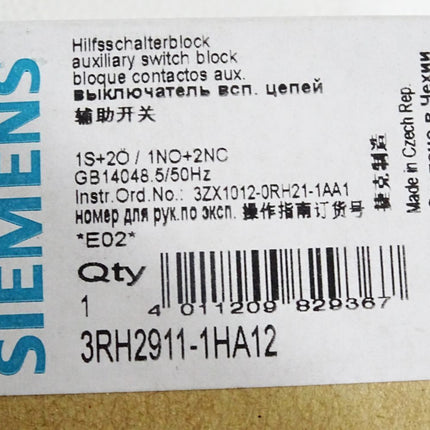 Siemens Hilfsschalterblock 3RH2911-1HA12 / Neu OVP - Maranos.de
