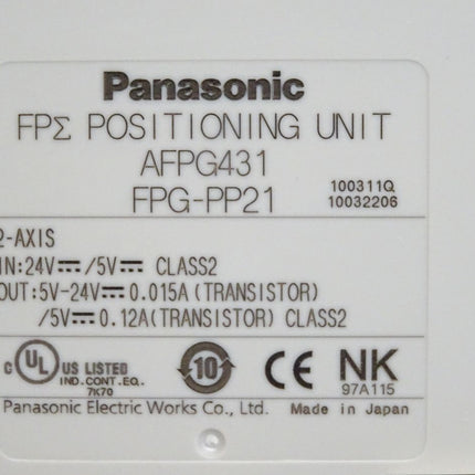 Panasonic Sigma Positioning Unit FPSigma AFPG431 FPG-PP21 - Maranos.de