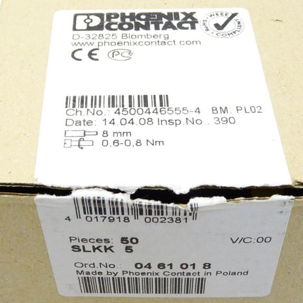 Phoenix Contact Doppelstockklemme SLKK5 / 0461018 / Inhalt : 50 Stück / Neu OVP - Maranos.de