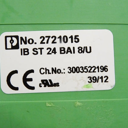 Phoenix Contact 2721015 Sockel IB ST 24 BAI 8/U I/O-Modul - Maranos.de
