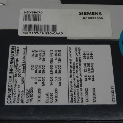 Siemens 3VL2107-1KN30-0AA0 Leistungsschutzschalter 3VL2115-3RR30-0AA0 - Maranos.de
