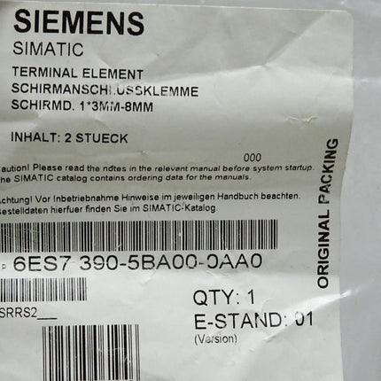 Siemens Terminal Element 6ES7390-5BA00-0AA0 6ES7 390-5BA00-0AA0 / Inhalt:2 Stück / Neu OVP - Maranos.de