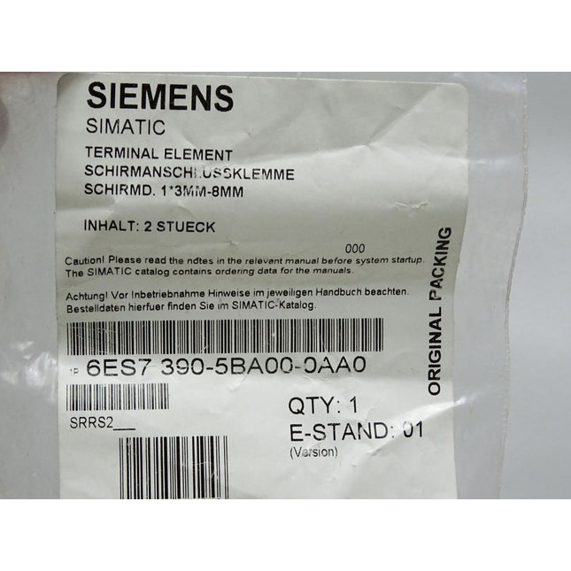 Siemens Terminal Element 6ES7390-5BA00-0AA0 6ES7 390-5BA00-0AA0 / Inhalt:2 Stück / Neu OVP - Maranos.de