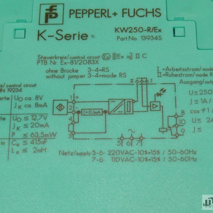 Pepperl+Fuchs KW 250-R/Ex Steuerkreis K-Serie Pepperl+Fuchs KW250-R/Ex - Maranos.de