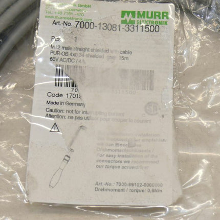 NEU-OVP Murr Elektronik 7000-13081-3311500 Kabel PUR-OB 4x0,34 geschirmt 15m - Maranos.de