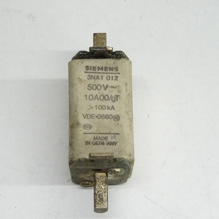 Siemens 3NA1 012 Sicherung 500V / 10A 00/gT 3NA1012 / VDE0660 - Maranos.de