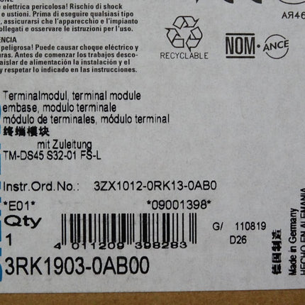 Siemens 3RK1903-0AB00 Terminalmodul / Neu OVP - Maranos.de