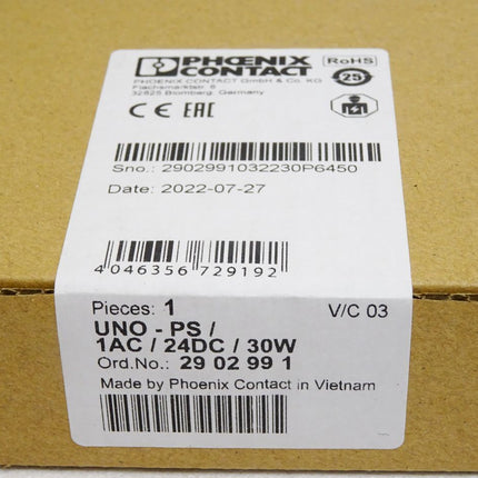 Phoenix Contact 2902991 UNO-PS/1AC/24DC/ 30W Stromversorgung / Neu OVP versiegelt - Maranos.de