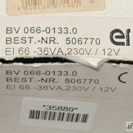 NEU/OVP BV 066-0133.0 EI66/36 Transformator Trafo Best.-Nr. 506770 - Maranos.de