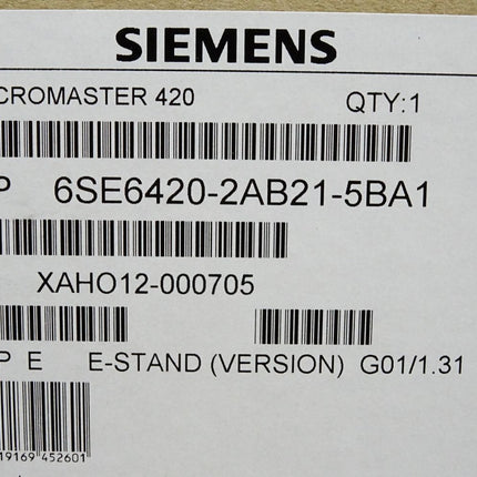 Siemens Micromaster 420 1.5kW 6SE6420-2AB21-5BA1 / Neu OVP - Maranos.de