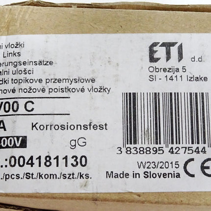 ETI Sicherungseinsätze NV00C 80A 400VAC 004181130 / Inhalt:3 Stück / Neu OVP - Maranos.de