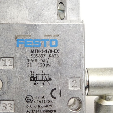 Festo 535897 Magnetventil MFH-3-1/8-Ex + Magnetspule VACF-B-K1-1-5-EX4-M 8059805 - Maranos.de