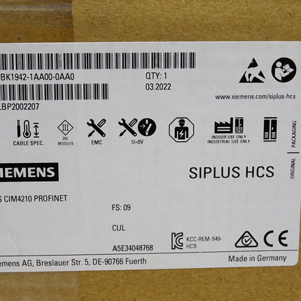 Siemens 6BK1942-1AA00-0AA0 Siplus HCS CIM4210 Profinet / Neu OVP versiegelt - Maranos.de