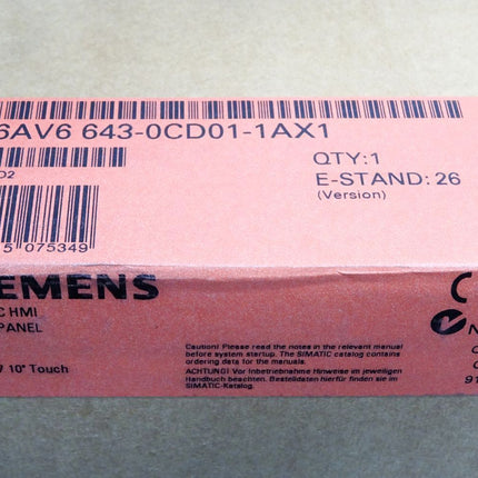 Siemens Multi Panel Touch 10" MP277 6AV6643-0CD01-1AX1 6AV6 643-0CD01-1AX1 / Erneuert versiegelt - Maranos.de
