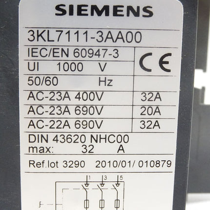 Siemens 3KL7111-3AA00 / SECTION FUS-NH 3x 32A SANS COMM - Maranos.de