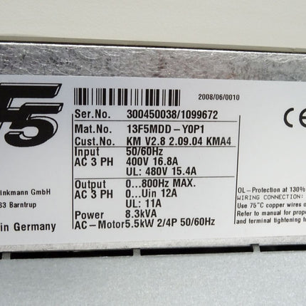 KEB Combivert F5 Drive Controller13F5MDD-Y0P1 13.F5.MDD-Y0P1 5.5kW / Neuwertig OVP - Maranos.de