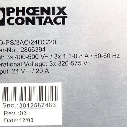 Phoenix Contact 2866394 TRIO-PS/3AC/24DC/20 Stromversorgung Trio Power - Maranos.de