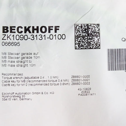Beckhoff ZK1090-3131-0100 EtherCAT-Leitung 10m / Neu OVP - Maranos.de
