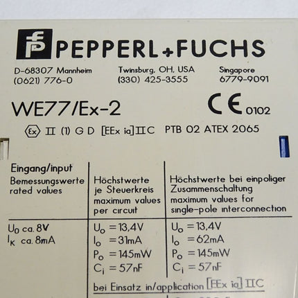 Pepperl+Fuchs Schaltverstärker 129198 WE77/Ex-2 230V / Neu OVP - Maranos.de