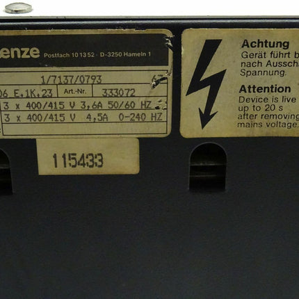 Lenze 8300 Frequenzumrichter 8306_E.1K.12 // 333072 // 1/7137/0793 - Maranos.de