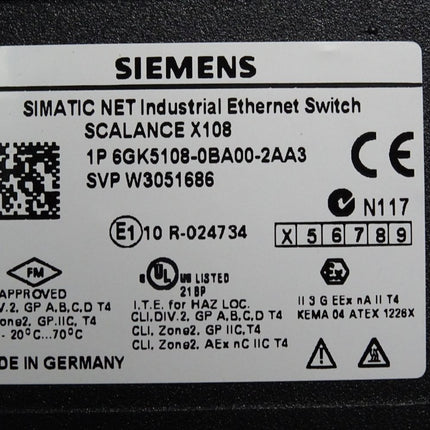 Siemens Scalance X108 Ethernet Switch 6GK5108-0BA00-2AA3 - Maranos.de