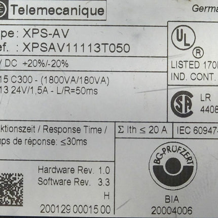 Schneider Electric Telemecanique XPS-AV / XPSAV11113T050  24V DC - Maranos.de