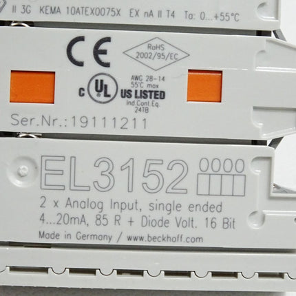 Beckhoff EL3152 EtherCAT-Klemme 2-Kanal-Analog-Eingang - Maranos.de