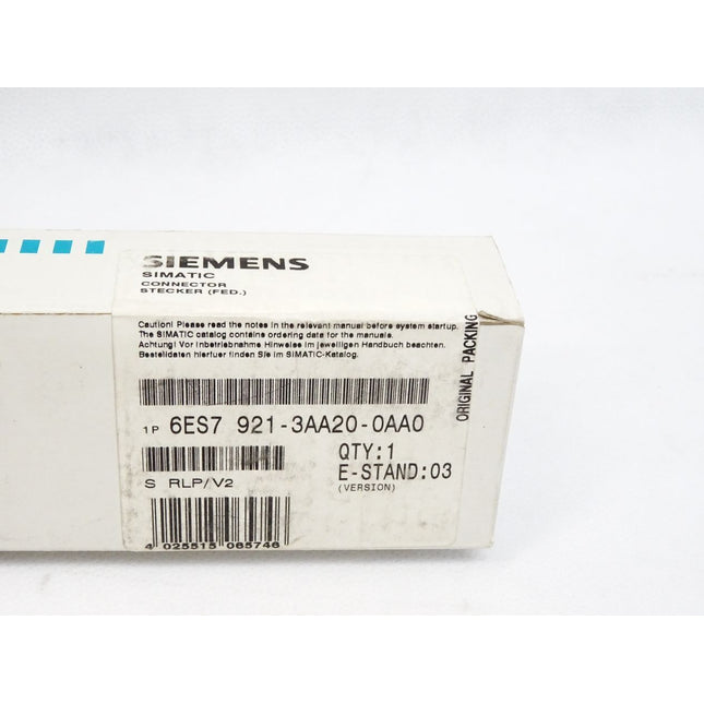 Siemens Simatic Stecker 6ES7921-3AA20-0AA0 / 6ES7 921-3AA20-0AA0 / Neu OVP - Maranos.de