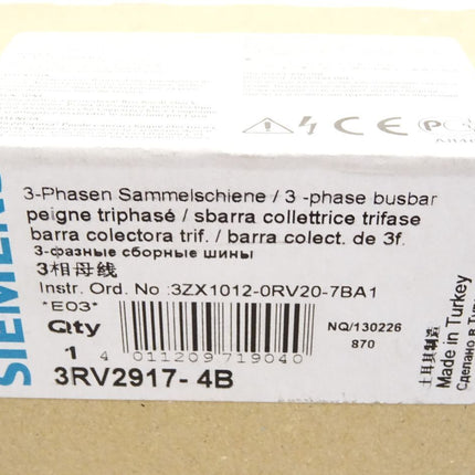 Siemens 3-Phasen Sammelschiene / 3RV2917-4B /  Neu OVP - Maranos.de