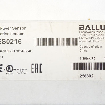 Balluff Induktiver Sensor BES0216 BES Q40KFU-PAC20A-S04G / Neu OVP versiegelt - Maranos.de