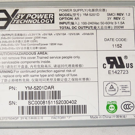 3Y YM-5201D Power Supply 200W - Maranos.de