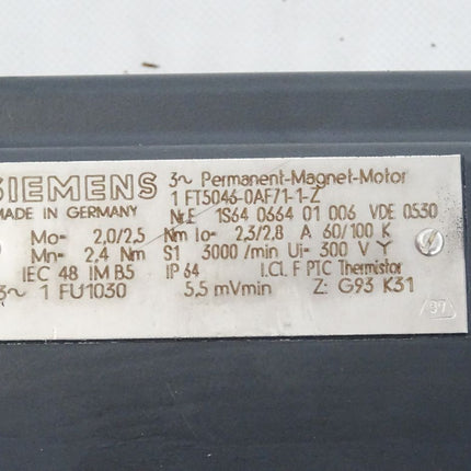 Siemens Permanent-Magnet-Motor 1FT5046-0AF71-1-Z 3000/min + Alpha SP75-M1-10 - Maranos.de