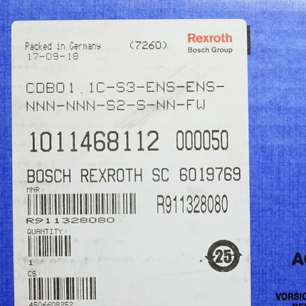 Bosch Rexroth IndraDrive control unit R911328080 CDB01.1C-S3-ENS-ENS-NNN-NNN-S2-S-NN-FW + Firmware R911334730+ Memory Card R911296958 / Neu OVP versiegelt - Maranos.de