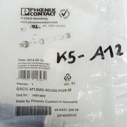 Phoenix Contact 1681460 SACC-M12MS-5CON-PG 9-M Steckverbinder/ Neu OVP - Maranos.de