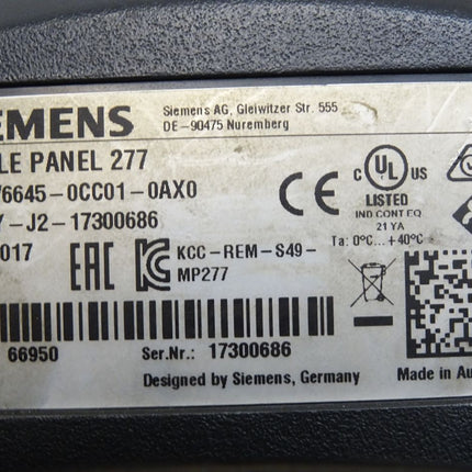 Siemens Mobile Panel 277 6AV6645-0CC01-0AX0 6AV6 645-0CC01-0AX0 - Maranos.de