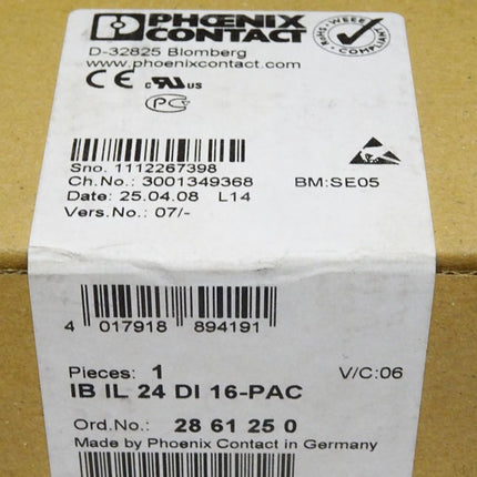 Phoenix Contact 2861250 IB IL 24 DI 16-PAC Digitalmodul / Neu OVP versiegelt - Maranos.de
