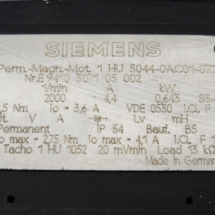 Siemens Permanent Magnet Motor Servomotor 2000min-1 1HU5044-0AC01-0ZZ9 2000 min-1 - Maranos.de
