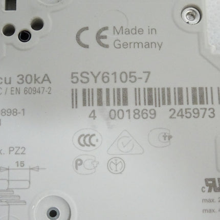 Siemens Leitungsschutzschalter 5SY61 MCB C0,5 5SY6105-7 / Neu - Maranos.de