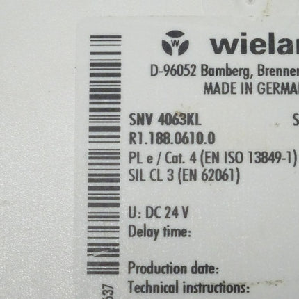 Wieland SNV 4063KL Safety Relay A-03 R1188.0610.0 Sicherheitsrelais - Maranos.de