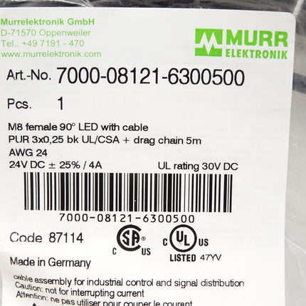 Murr Elektronik 7000-08121-6300500 / Neu OVP - Maranos.de