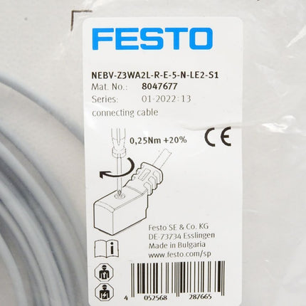 Festo Kabel NEBV-Z3WA2L-R-E-5-N-LE2-S1 / 8047677 / Neu OVP - Maranos.de