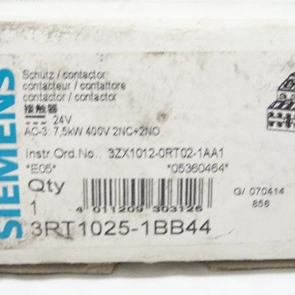 Siemens 3RT1025-1BB44 Schütz 24VDC / 7,5kW / 3RT1 025-1BB44 E05 NEU-OVP - Maranos.de