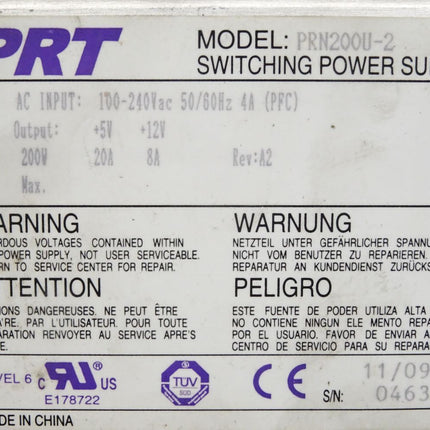PRT PRN200U-2 Switching Power Supply 200W - Maranos.de